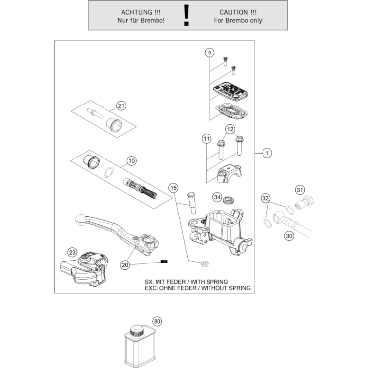 VUE ECLATEE MAITRE CYLINDRE DE FREIN HUSQVARNA 450 FC 2026