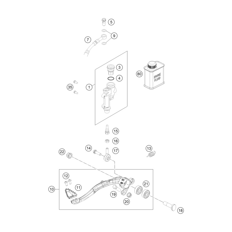 VUE ECLATEE SYSTÈME DE FREIN ARRIÈRE HUSQVARNA 450 FC 2026