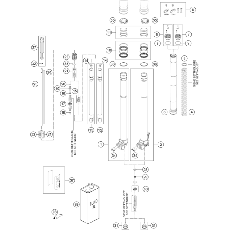 VUE ECLATEE FOURCHE TELESCOPIQUE HUSQVARNA 701 ENDURO 2026