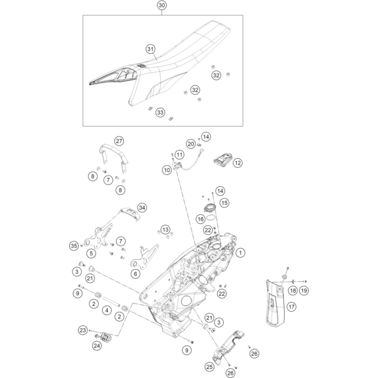 VUE ECLATEE RÉSERVOIR, SELLE HUSQVARNA 701 ENDURO 2026