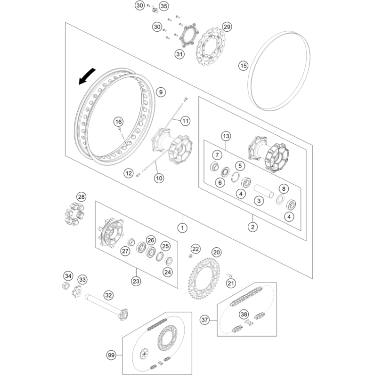 VUE ECLATEE ROUE ARRIERE HUSQVARNA 701 ENDURO 2026