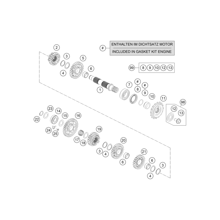 VUE ECLATEE BOITE DE VITESSE II - ARBRE DE SORTIE HUSQVARNA 701 ENDURO 2026