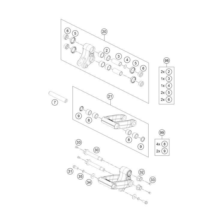 VUE ECLATEE BIELLETTES DE SUSPENSION HUSQVARNA 701 SM 2026