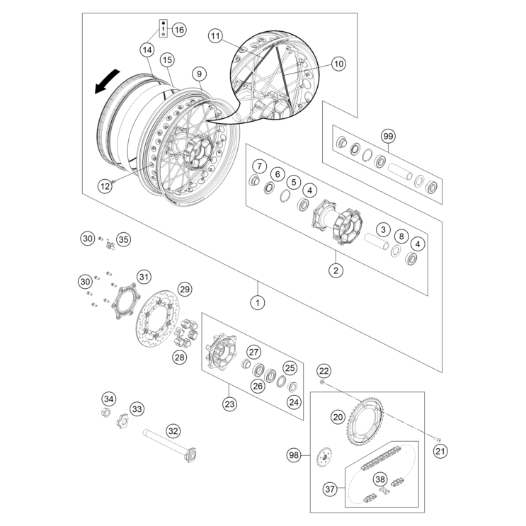 VUE ECLATEE ROUE ARRIERE HUSQVARNA 701 SM 2026