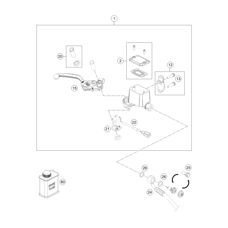 VUE ECLATEE MAITRE CYLINDRE DE FREIN HUSQVARNA 701 SM 2026