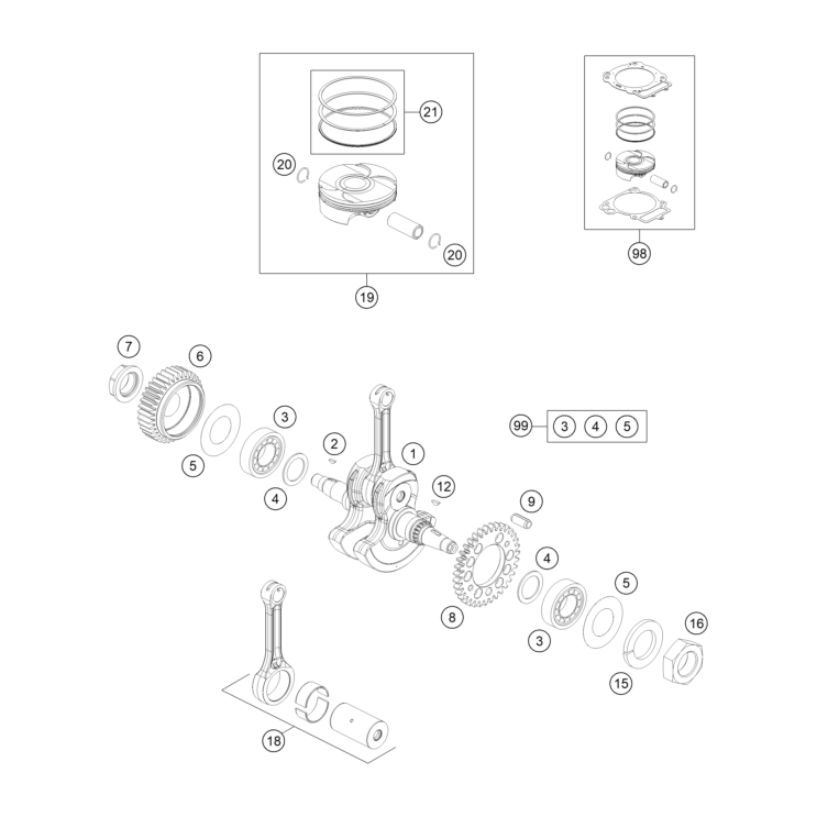 VUE ECLATEE VILEBREQUIN, PISTON HUSQVARNA 701 SM 2026