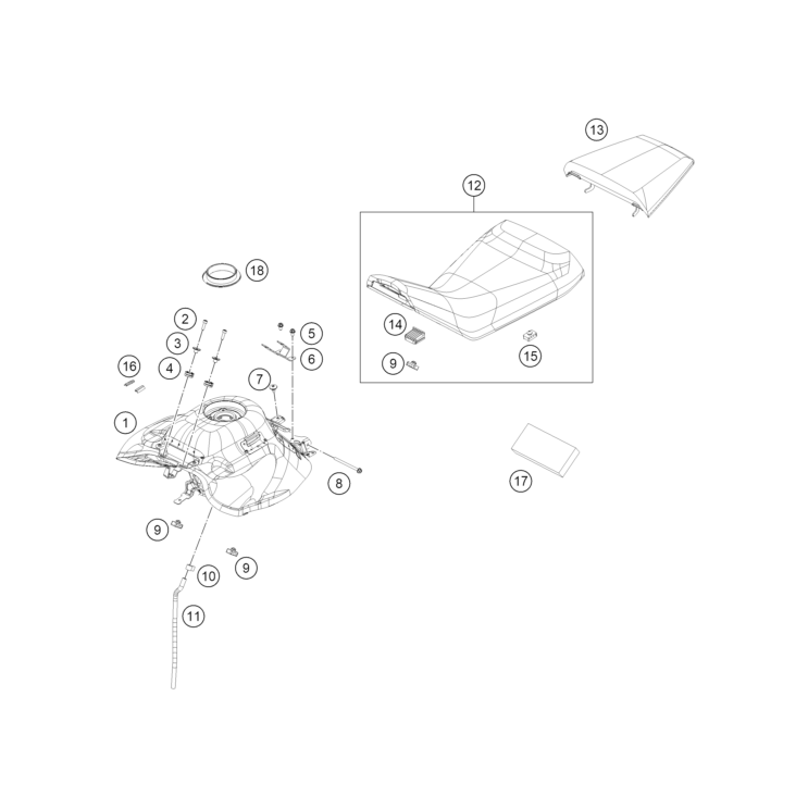 VUE ECLATEE RÉSERVOIR, SELLE HUSQVARNA 401 SVARTPILEN 2025