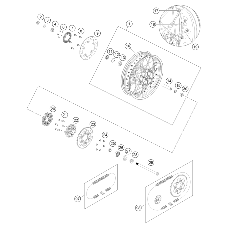 VUE ECLATEE ROUE ARRIERE HUSQVARNA 401 SVARTPILEN 2025