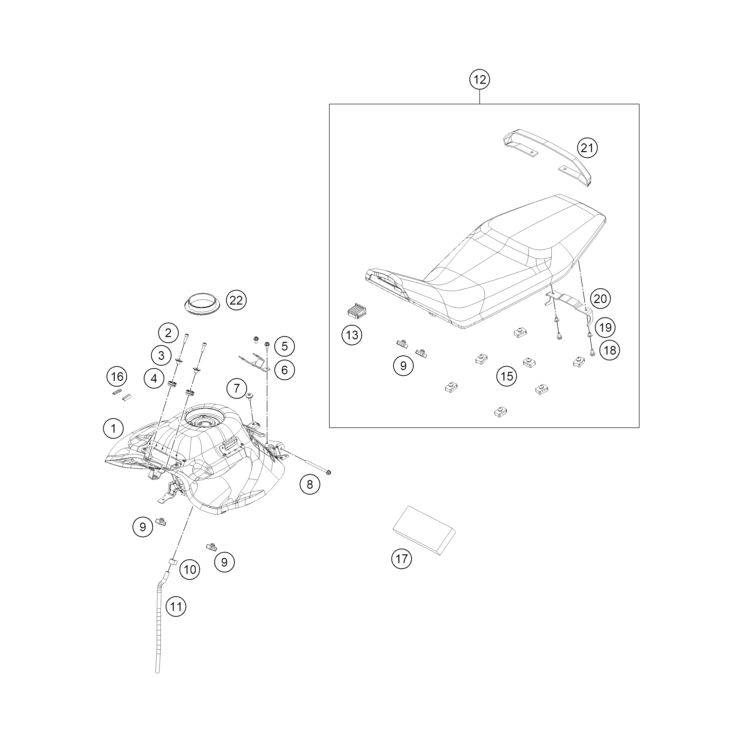 VUE ECLATEE RÉSERVOIR, SELLE HUSQVARNA 401 VITPILEN 2025