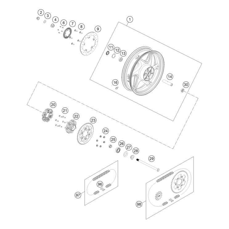 VUE ECLATEE ROUE ARRIERE HUSQVARNA 401 VITPILEN 2025