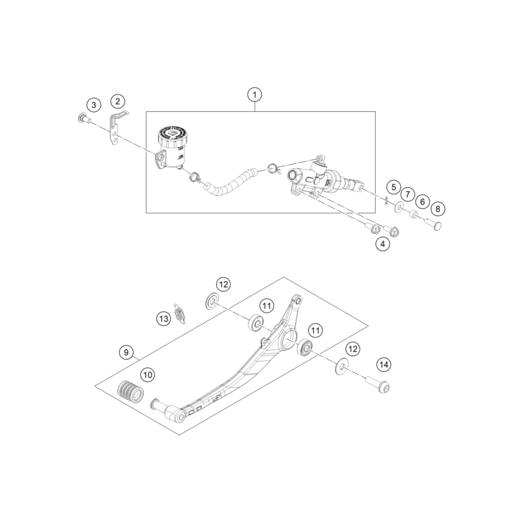 VUE ECLATEE SYSTÈME DE FREIN ARRIÈRE HUSQVARNA 401 VITPILEN 2025