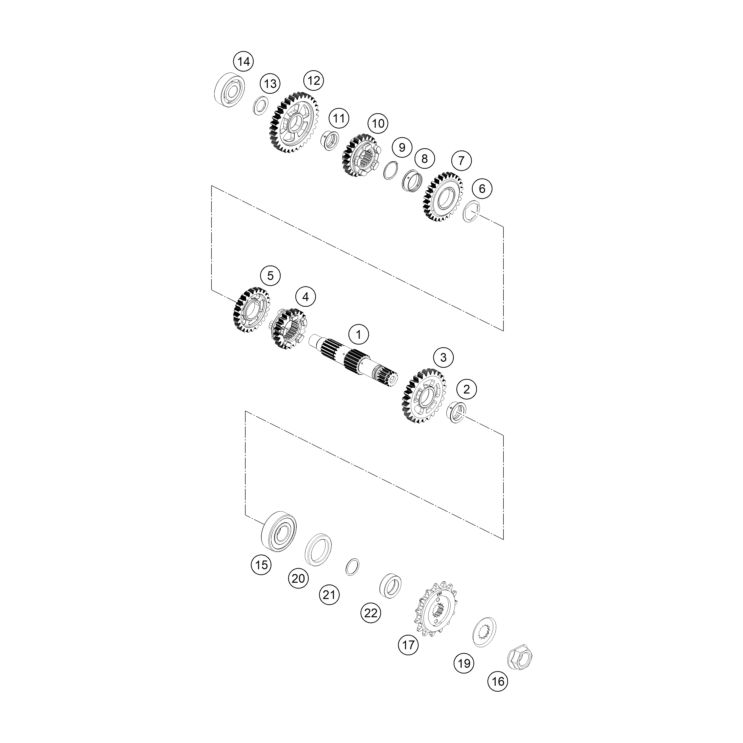 VUE ECLATEE BOITE DE VITESSE II - ARBRE DE SORTIE HUSQVARNA 401 VITPILEN 2025