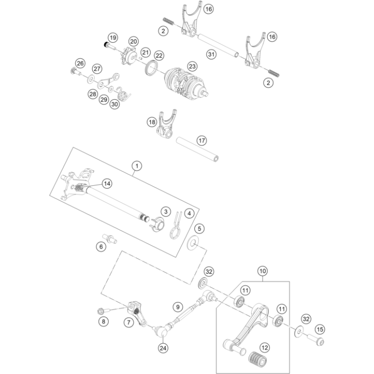 VUE ECLATEE MECANISME DE SELECTION HUSQVARNA 401 VITPILEN 2025