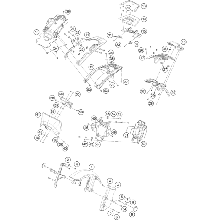 VUE ECLATEE PLAQUE, GARDE-BOUE HUSQVARNA 125 SVARTPILEN 2025