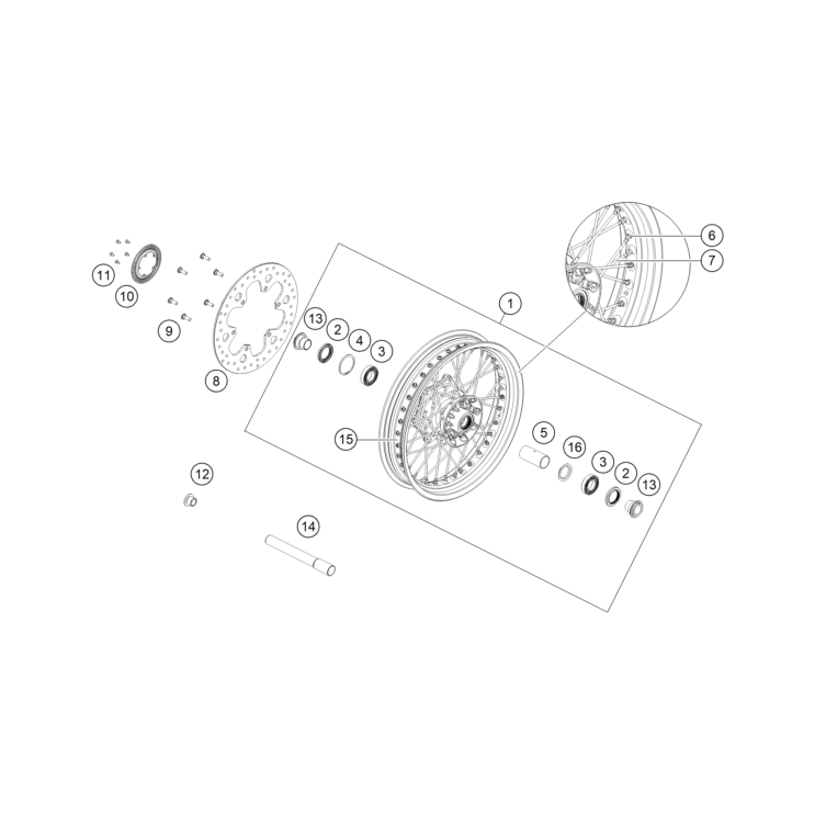 VUE ECLATEE ROUE AVANT HUSQVARNA 125 SVARTPILEN 2025