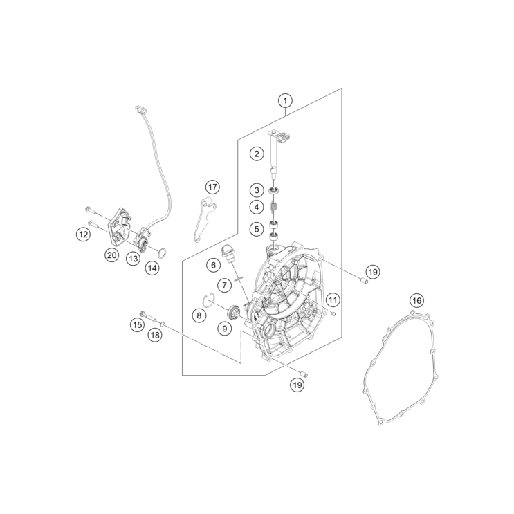 VUE ECLATEE COUVERCLE D’EMBRAYAGE HUSQVARNA 125 SVARTPILEN 2025