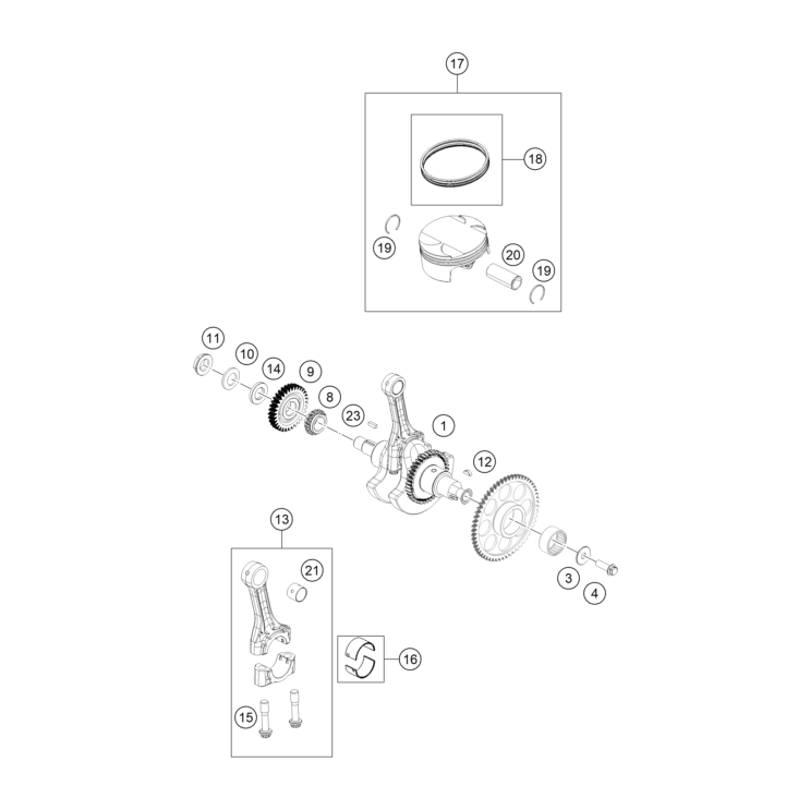 VUE ECLATEE VILEBREQUIN, PISTON HUSQVARNA 125 SVARTPILEN 2025