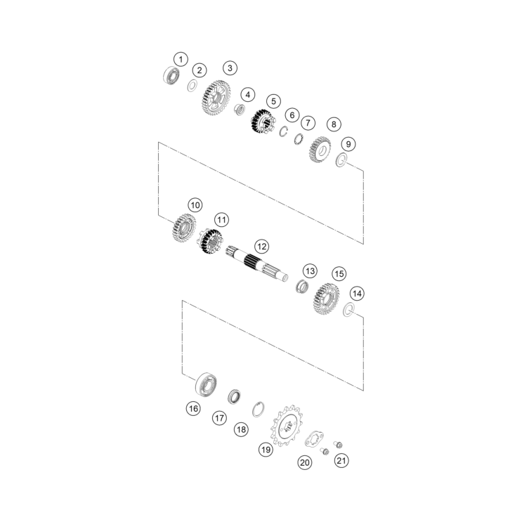 VUE ECLATEE BOITE DE VITESSE II - ARBRE DE SORTIE HUSQVARNA 125 SVARTPILEN 2025