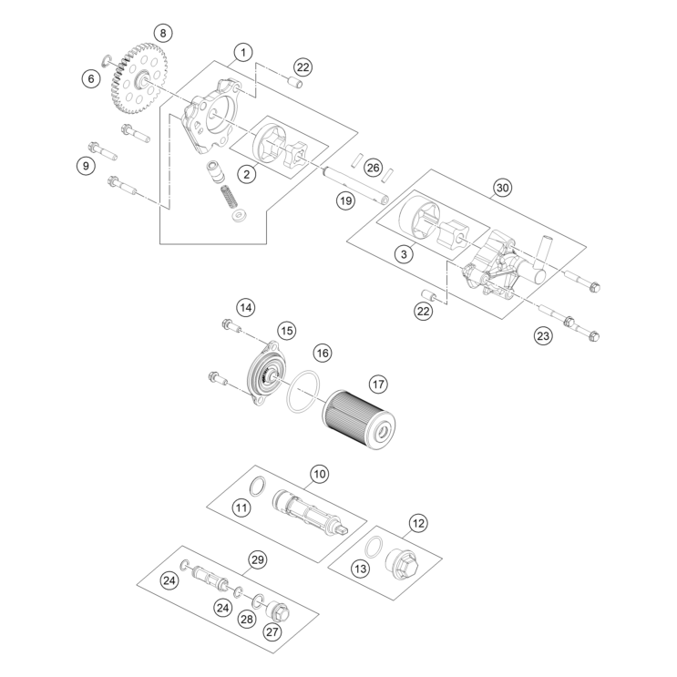 VUE ECLATEE SYSTEME DE LUBRIFICATION HUSQVARNA 125 SVARTPILEN 2025
