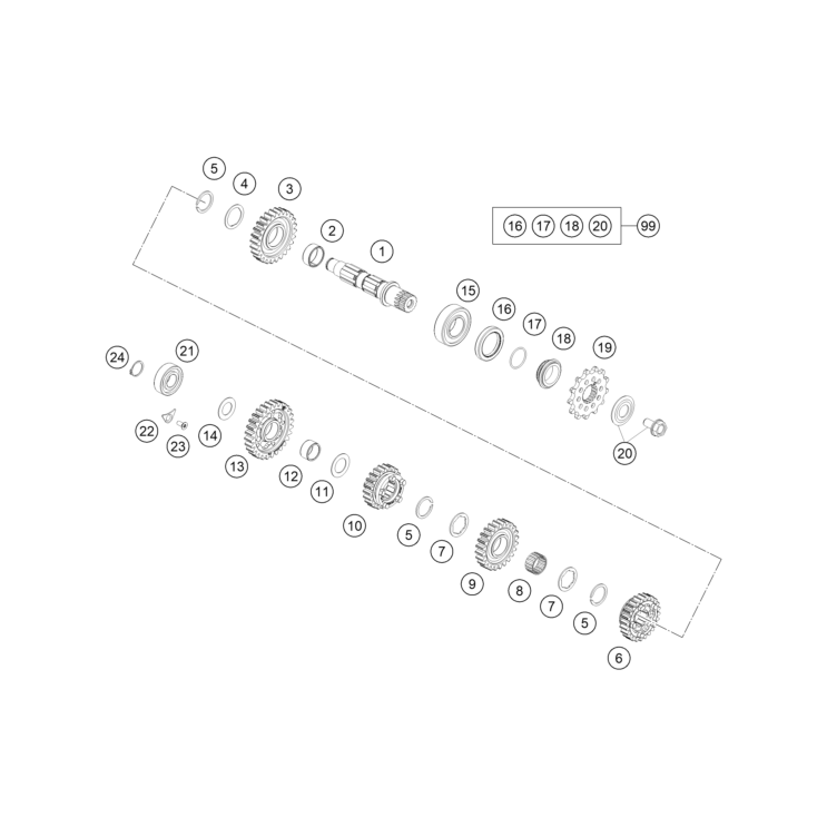 VUE ECLATEE BOITE DE VITESSE II - ARBRE DE SORTIE HUSQVARNA 450 FS 2026
