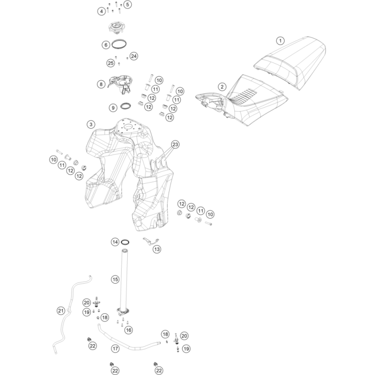 VUE ECLATEE RÉSERVOIR, SELLE HUSQVARNA 901 NORDEN 2025