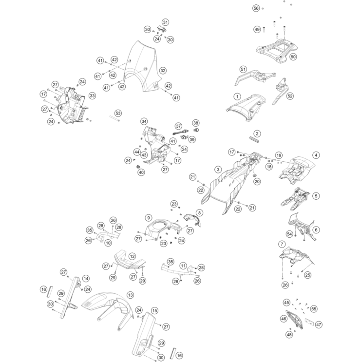 VUE ECLATEE PLAQUE, GARDE-BOUE HUSQVARNA 901 NORDEN 2026