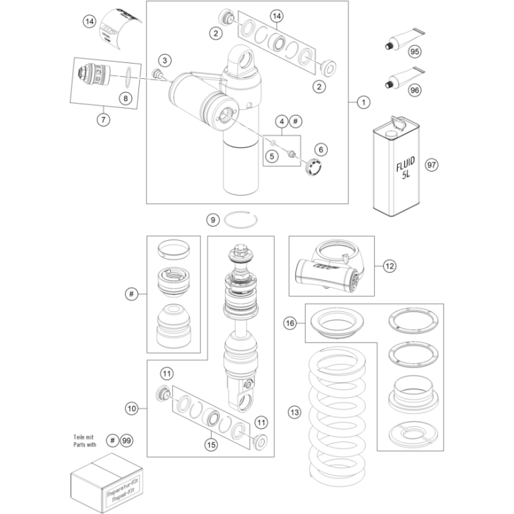 VUE ECLATEE AMORTISSEUR ECLATE HUSQVARNA 901 NORDEN EXPEDITION 2025