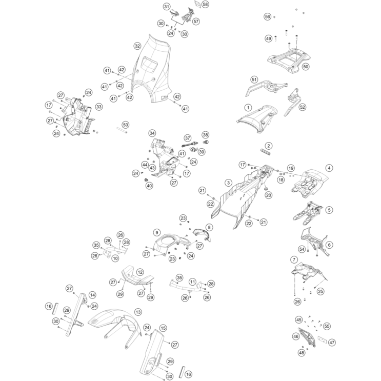 VUE ECLATEE PLAQUE, GARDE-BOUE HUSQVARNA 901 NORDEN EXPEDITION 2025