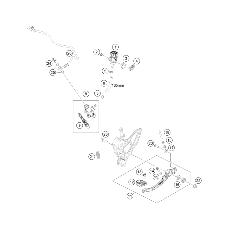 VUE ECLATEE SYSTÈME DE FREIN ARRIÈRE HUSQVARNA 901 NORDEN EXPEDITION 2025