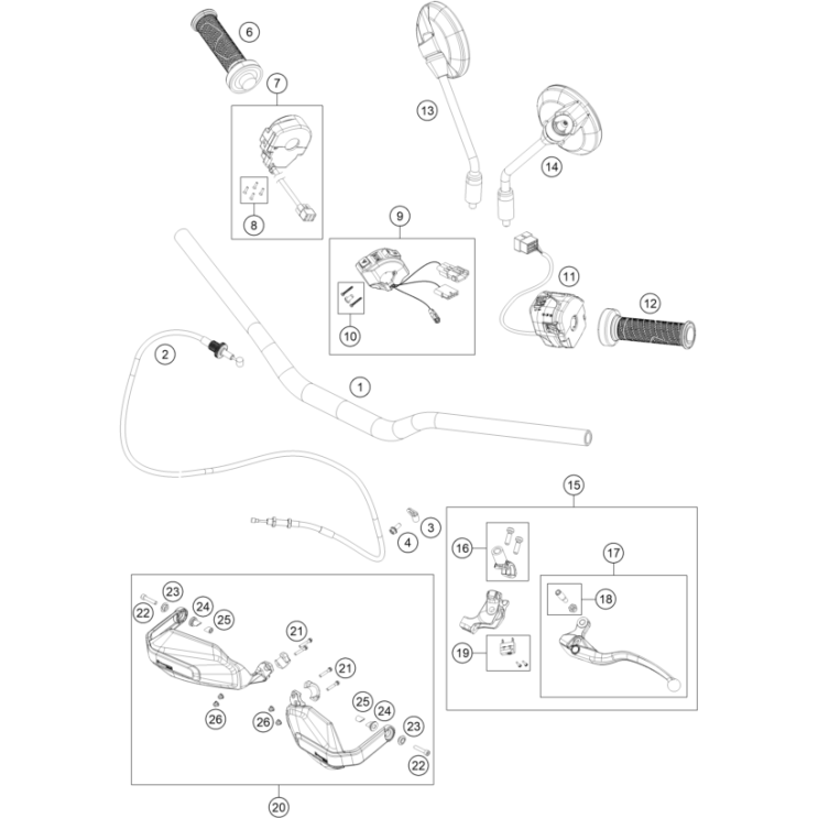 VUE ECLATEE GUIDON, ARMATURES HUSQVARNA 901 NORDEN EXPEDITION 2026