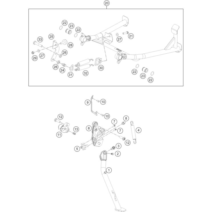 VUE ECLATEE BEQUILLE LATERALE / BEQUILLE CENTRALE HUSQVARNA 901 NORDEN EXPEDITION 2026