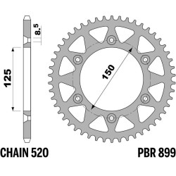 Couronne 48 Dents PBR pour Husqvarna 125 & plus - 2014 à 2027 