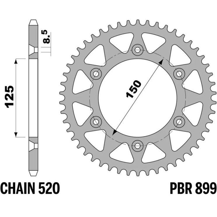 Couronne 50 Dents PBR pour Husqvarna 125 & plus - 2014 à 2027 