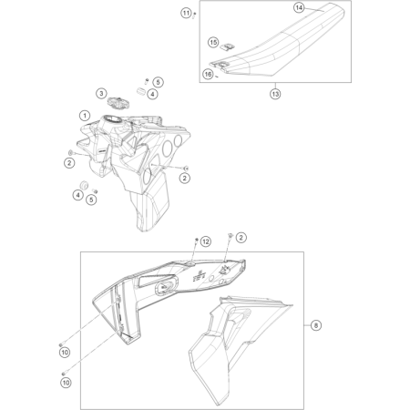 RÉSERVOIR, SELLE HUSQVARNA 250 FE 2027 - DUBOST HVA