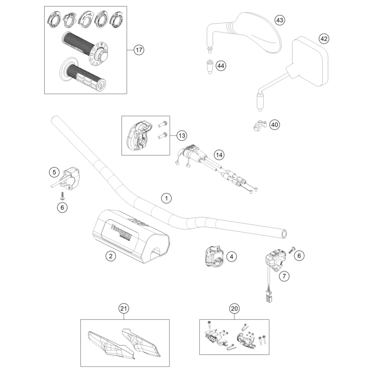 GUIDON, ARMATURES HUSQVARNA 350 FE 2027 - DUBOST HVA