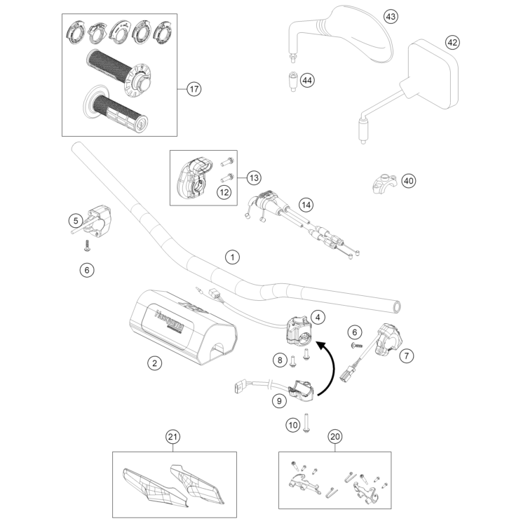GUIDON, ARMATURES HUSQVARNA 300 TE 2027 - DUBOST HVA