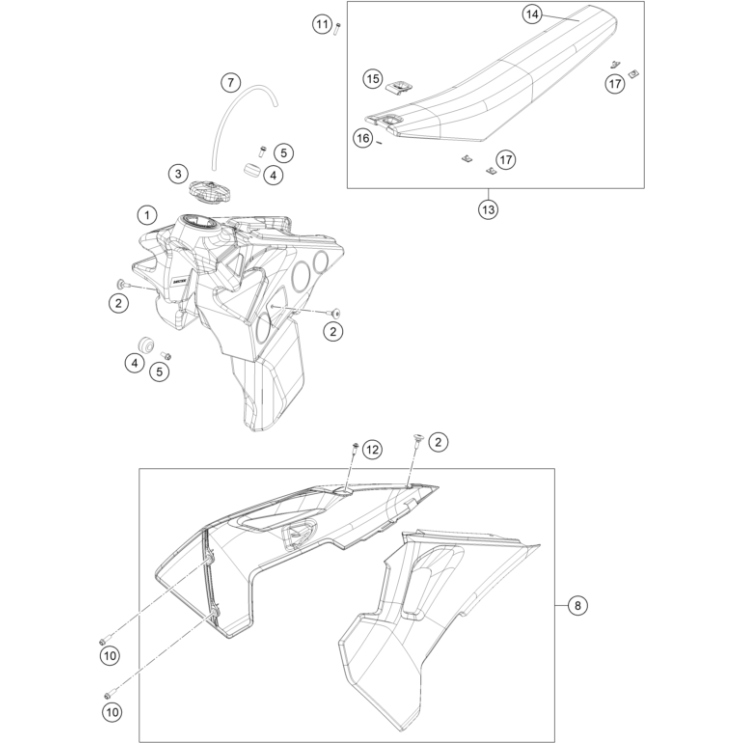 RÉSERVOIR, SELLE HUSQVARNA 300 TE 2027 - DUBOST HVA