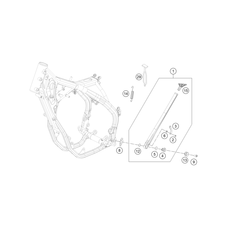 BEQUILLE LATERALE / BEQUILLE CENTRALE HUSQVARNA 150 TEI 2020 - DUBOST HVA
