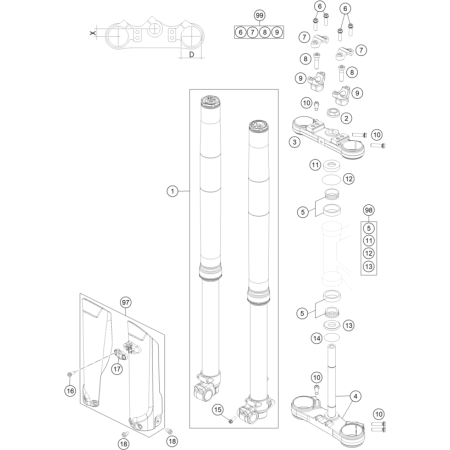 FOURCHE TELESCOPIQUE, TE DE FOURCHE HUSQVARNA 85 TC 17/14 2018 - DUBOST HVA