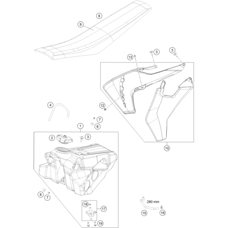 RÉSERVOIR, SELLE HUSQVARNA 85 TC 17/14 2018 - DUBOST HVA