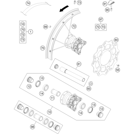 ROUE AVANT HUSQVARNA 85 TC 17/14 2018 - DUBOST HVA