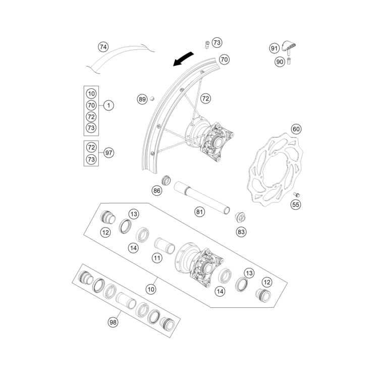 ROUE AVANT HUSQVARNA 85 TC 17/14 2014 - DUBOST HVA