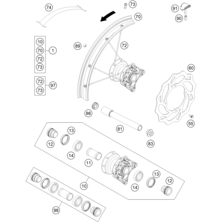 ROUE AVANT HUSQVARNA 85 TC 17/14 2014 - DUBOST HVA