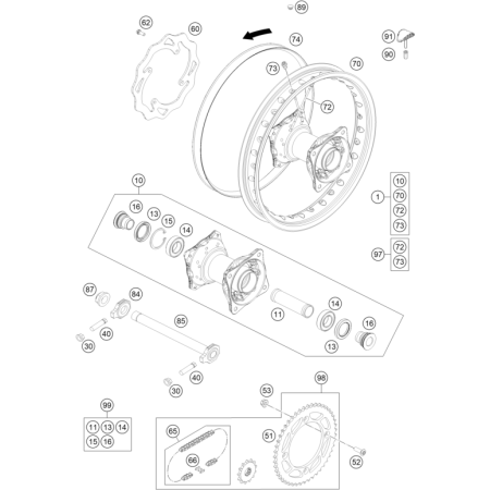ROUE ARRIERE HUSQVARNA 85 TC 17/14 2014 - DUBOST HVA