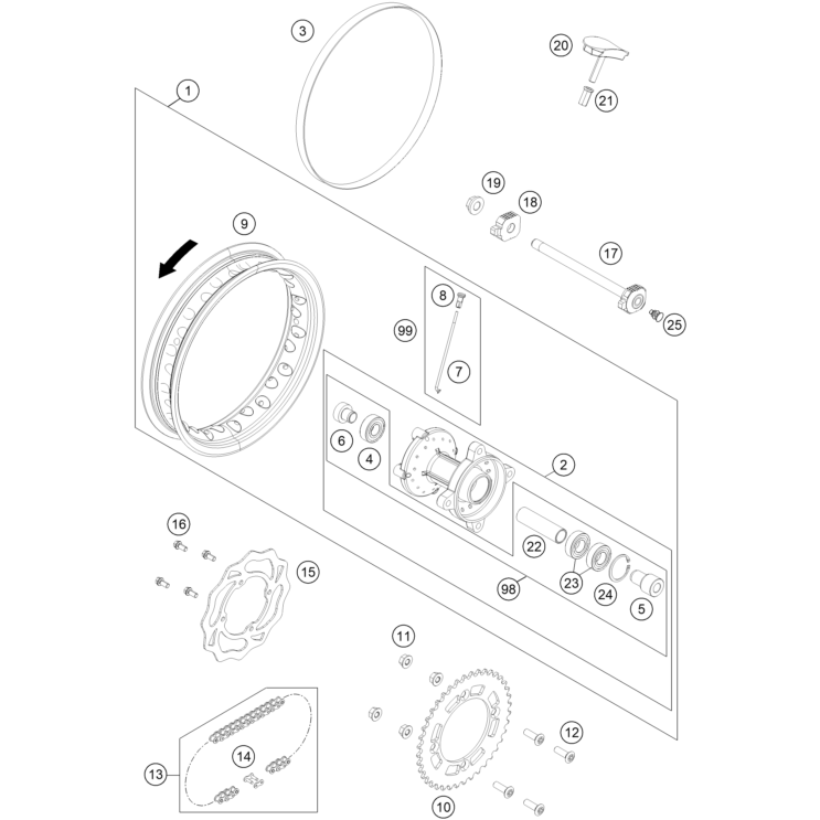 ROUE ARRIERE HUSQVARNA 50 TC 2022 - DUBOST HVA