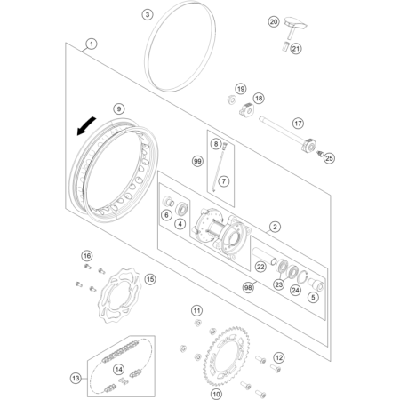 ROUE ARRIERE HUSQVARNA 50 TC 2022 - DUBOST HVA