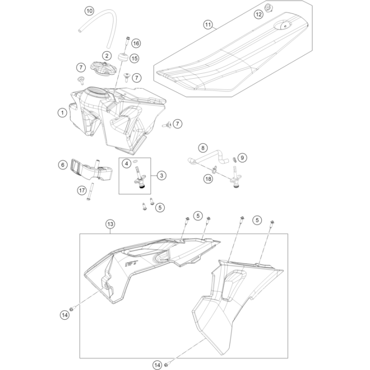 RÉSERVOIR, SELLE HUSQVARNA 65 TC 2027 - DUBOST HVA