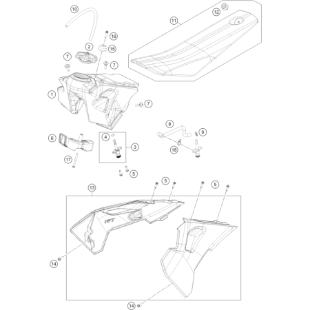 RÉSERVOIR, SELLE HUSQVARNA 65 TC 2027 - DUBOST HVA
