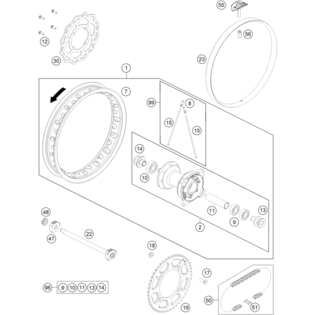 ROUE ARRIERE HUSQVARNA 65 TC 2027 - DUBOST HVA