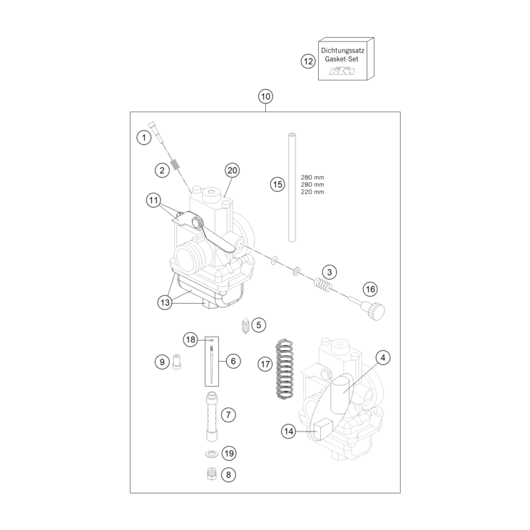 CARBURATEUR HUSQVARNA 65 TC 2027 - DUBOST HVA
